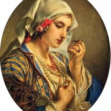 Схема вышивки «Девушка с браслетом. Жан-Франсуа Портель»