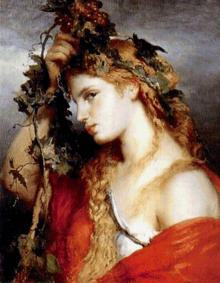 Девушка с виноградной лозой. Жан-Франсуа Портель - девушка, 19 век, живопись, портрет - предпросмотр