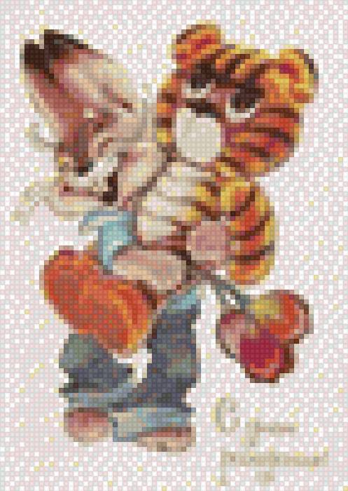 Зайка с подарком - открытка, детям - предпросмотр