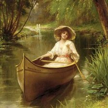 Оригинал схемы вышивки «Девушка в лодке» (№2136389)