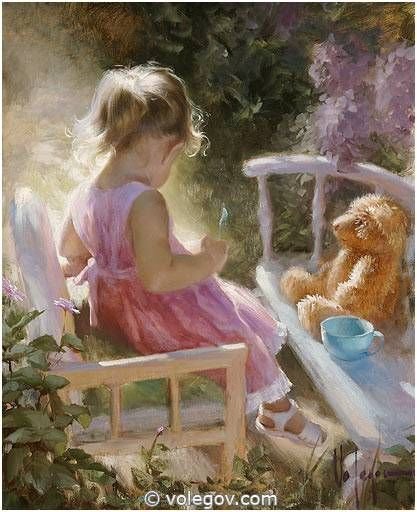 Tea Time - girl, children, tea time, teddy - оригинал