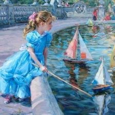 Схема вышивки «Girl with boats»