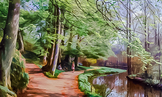 Children by the Stream. - peder mørk mønsted painter.scenary.children. - оригинал