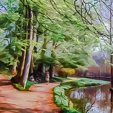 Схема вышивки «Children by the Stream.»