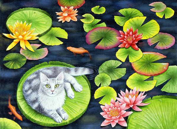 №2136997 - коа, лилии, кот - оригинал