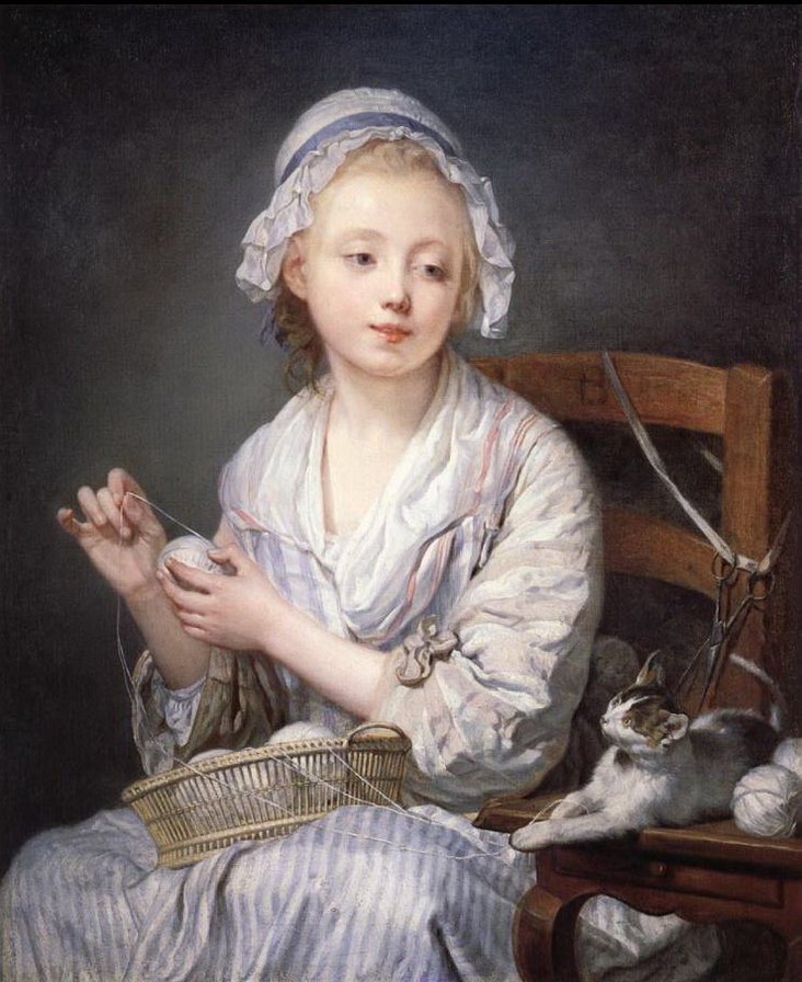 девушка с котёнком - живопись, портрет - оригинал