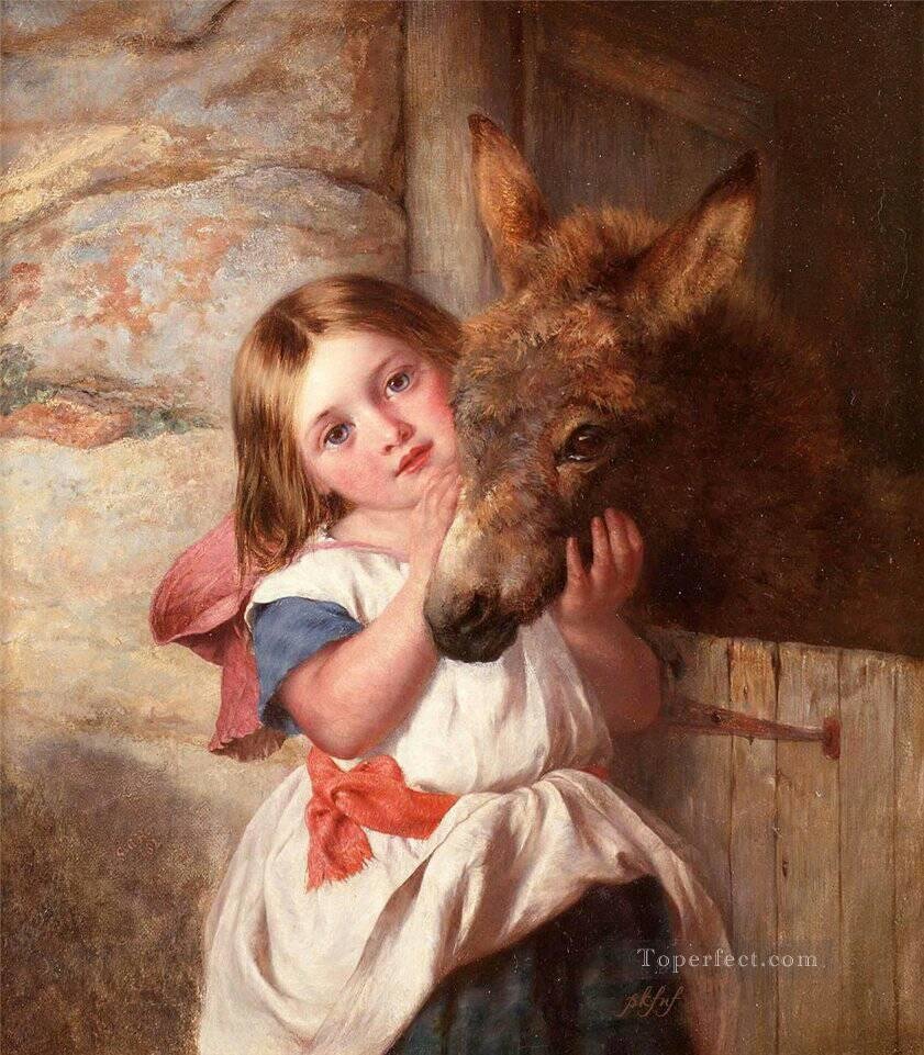 George Аugustus Нolmes. Девочка с осликом - портрет, живопись, 19 век, ослик, девочка - оригинал