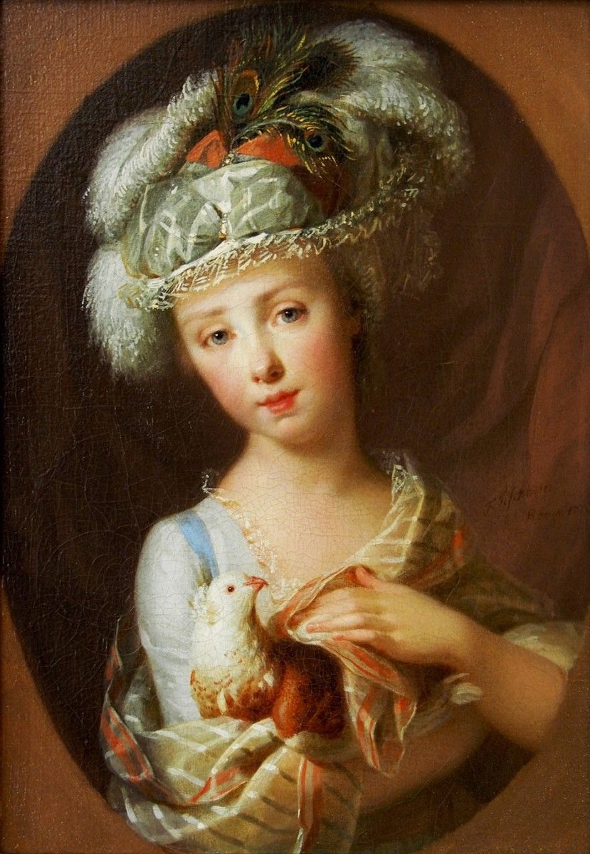 Иоганн Фридрих Август Тишбейн. Дама с голубем - 19 век, женщина, дама, девушка, голубь, портрет, живопись - оригинал