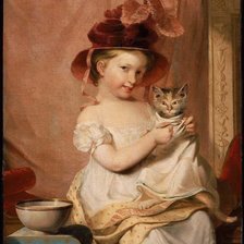 Оригинал схемы вышивки «Сэмюэль Морзе. Девочка с котёнком» (№2138963)
