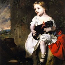 Оригинал схемы вышивки «Девочка с кошкой. John Thomas Peele» (№2139086)