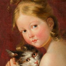 Оригинал схемы вышивки «Девочка с кошкой. Мария-Элеонора Годфруа (Godefroid)» (№2139090)