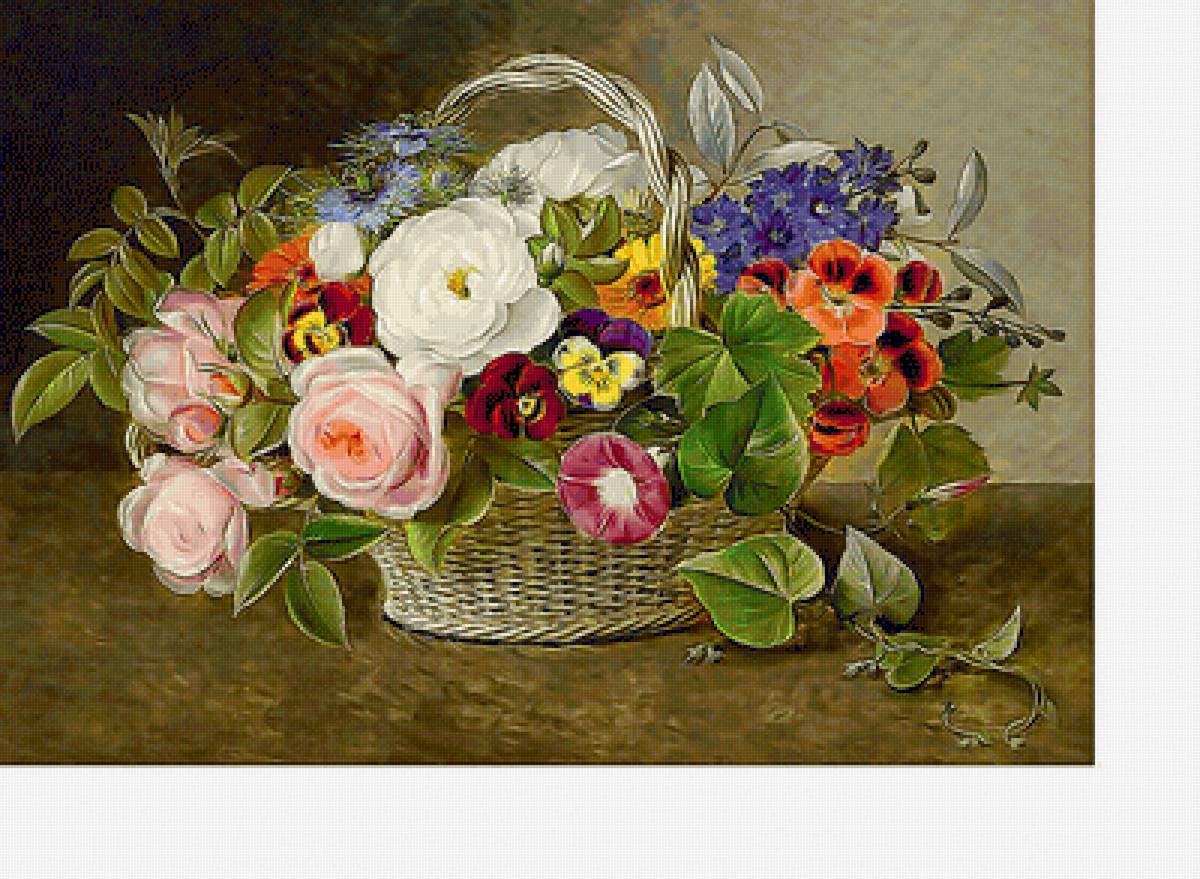 Корзина с цветами - цветы, корзина, розы - предпросмотр