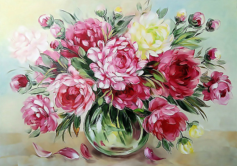 Пионы - цветы, цветы в вазе, розовые пионы - оригинал