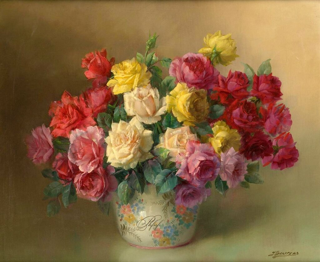 Цветы в вазе - цветы, картина - оригинал
