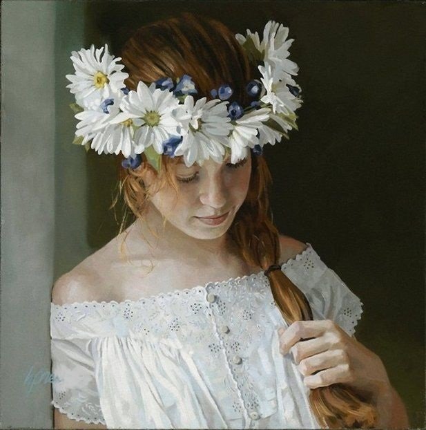 девушка с венком на голове - ромашки, венок, девушка - оригинал