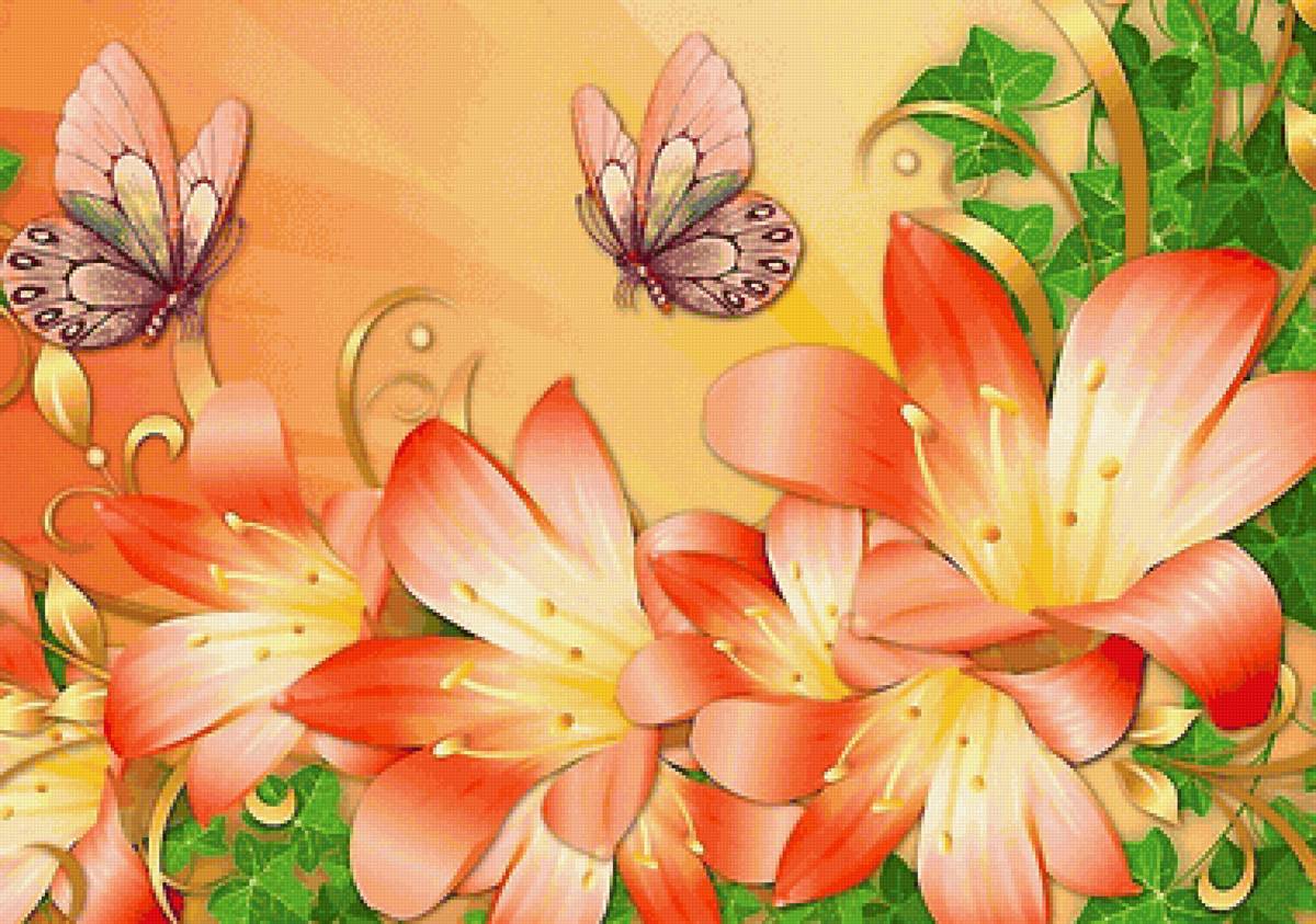 цветы и бабочки - предпросмотр