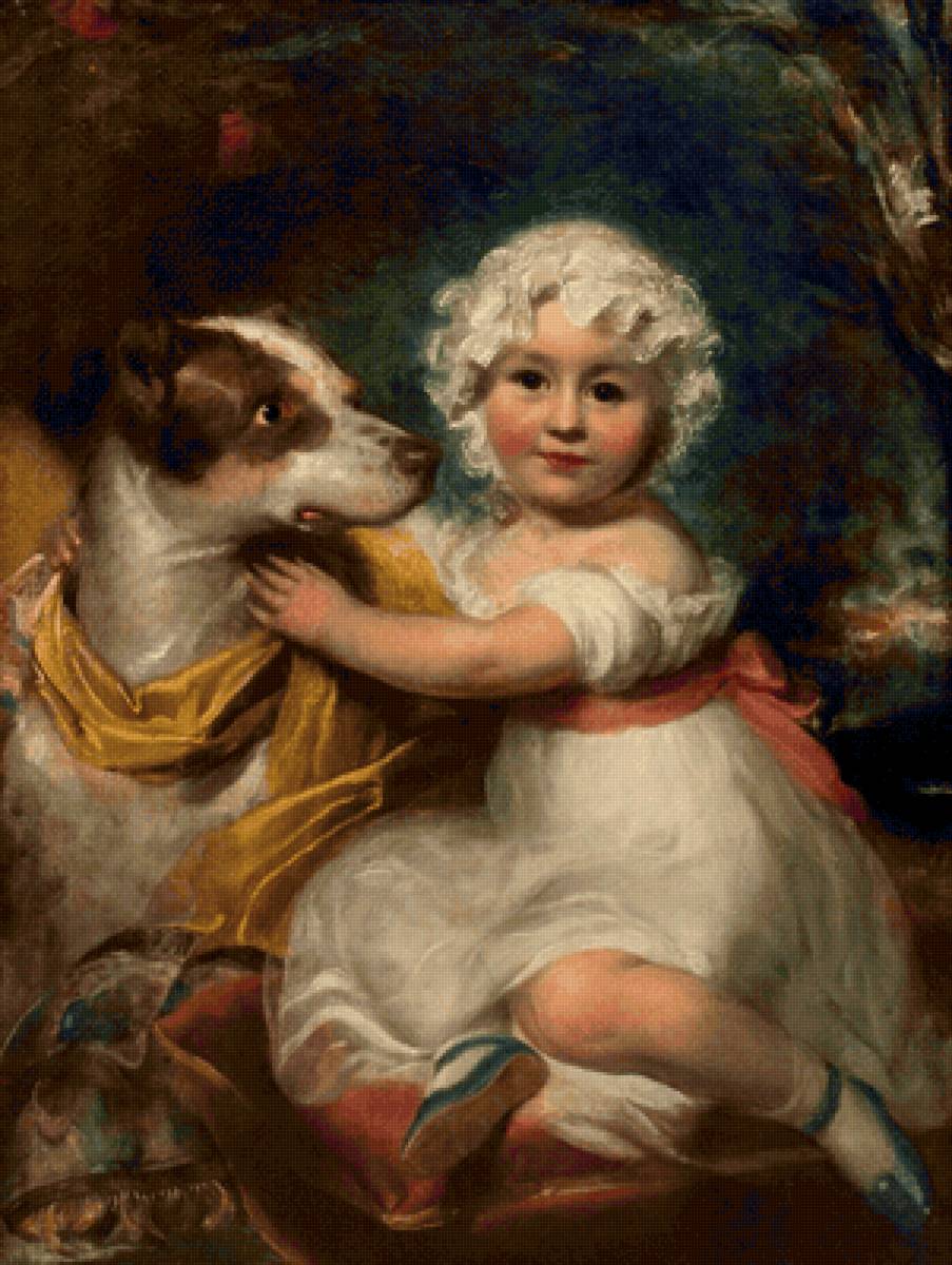 Sir Henry William Beechey. Девочка с собакой - портрет, собака, живопись, 19 век, девочка - предпросмотр