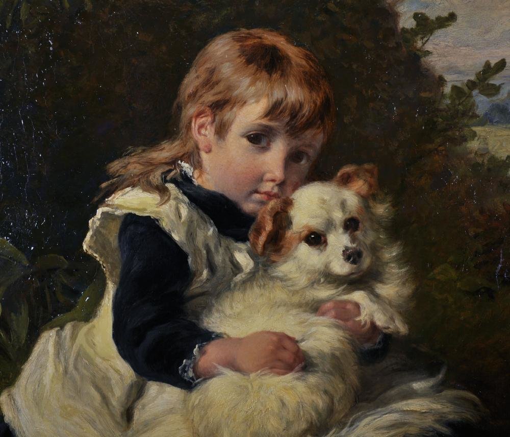 Девочка с собакой. William Bromley - живопись, 19 век, портрет, собака, девочка - оригинал