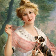 Схема вышивки «Эмиль Вернон. Девушка с щенком»