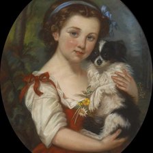 Схема вышивки «Девочка с собачкой»