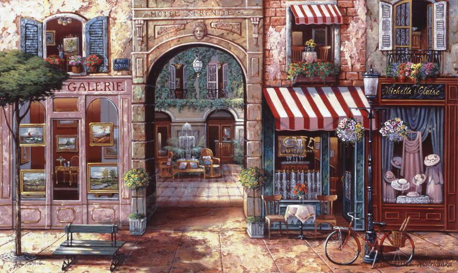 ДЖОН ПАТРИК О'БРАЙЕН. ДВОРИК С ФОНТАНОМ - помещения, здания - оригинал