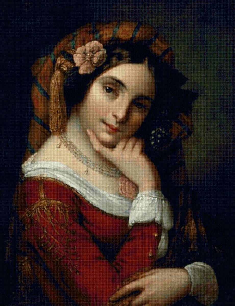 Итальянка. Орест Тимашевский - девушка, 19 век, живопись, портрет - предпросмотр