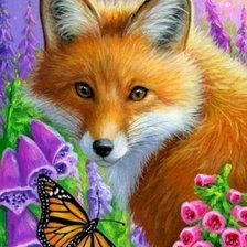 лисичка в цветах