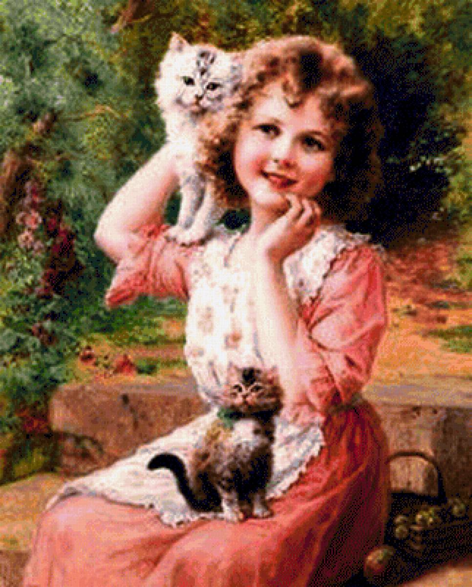 Niña con gato - niños - предпросмотр