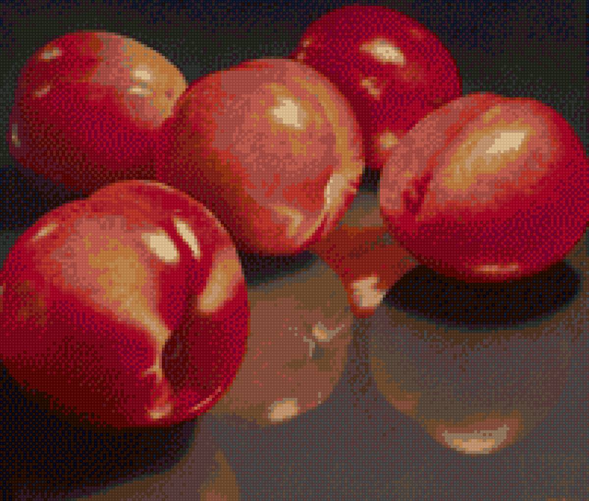 красные персики - красные, персики, натюрморт - предпросмотр