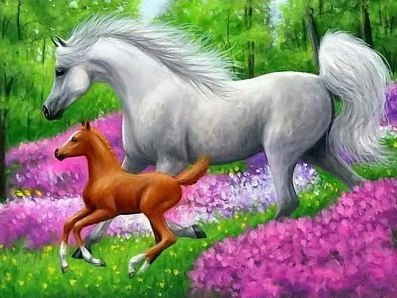 лошадь с жеребенком - оригинал