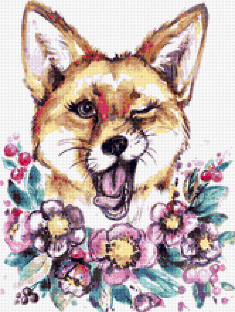 лисенок - хитрый, мордочка, лисенок, графика - предпросмотр