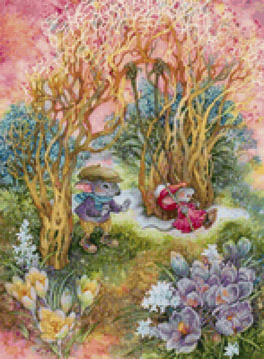 На качелях - качели, ольга йонайтис, осень, мышата, мыши - предпросмотр