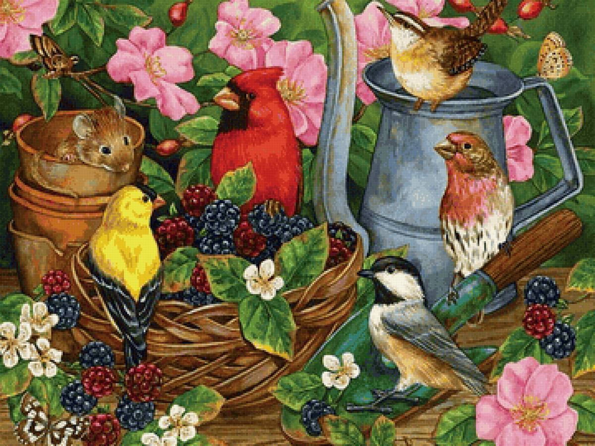 еживика - ягоды, мышь, птицы, сад - предпросмотр