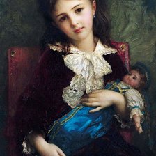 Схема вышивки «Девочка с куклой. Антуан Огюст Эрнст Эбер»