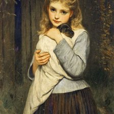 Оригинал схемы вышивки «Девочка с щенком. Лидердейл Чарльз Сайллем» (№2141549)