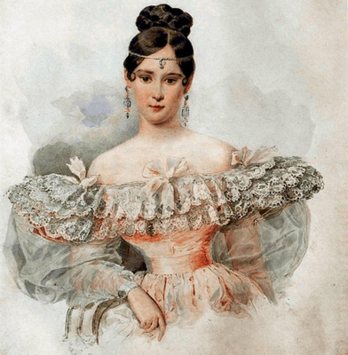 Карл Брюллов. Портрет Натальи Гончаровой - живопись, девушка, 19 век, портрет, женщина - предпросмотр