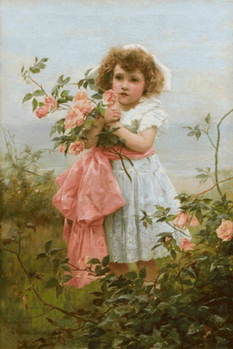 George Hillyard Swinstead. Девочка с розами - 19 век, портрет, розы, живопись, девочка - предпросмотр