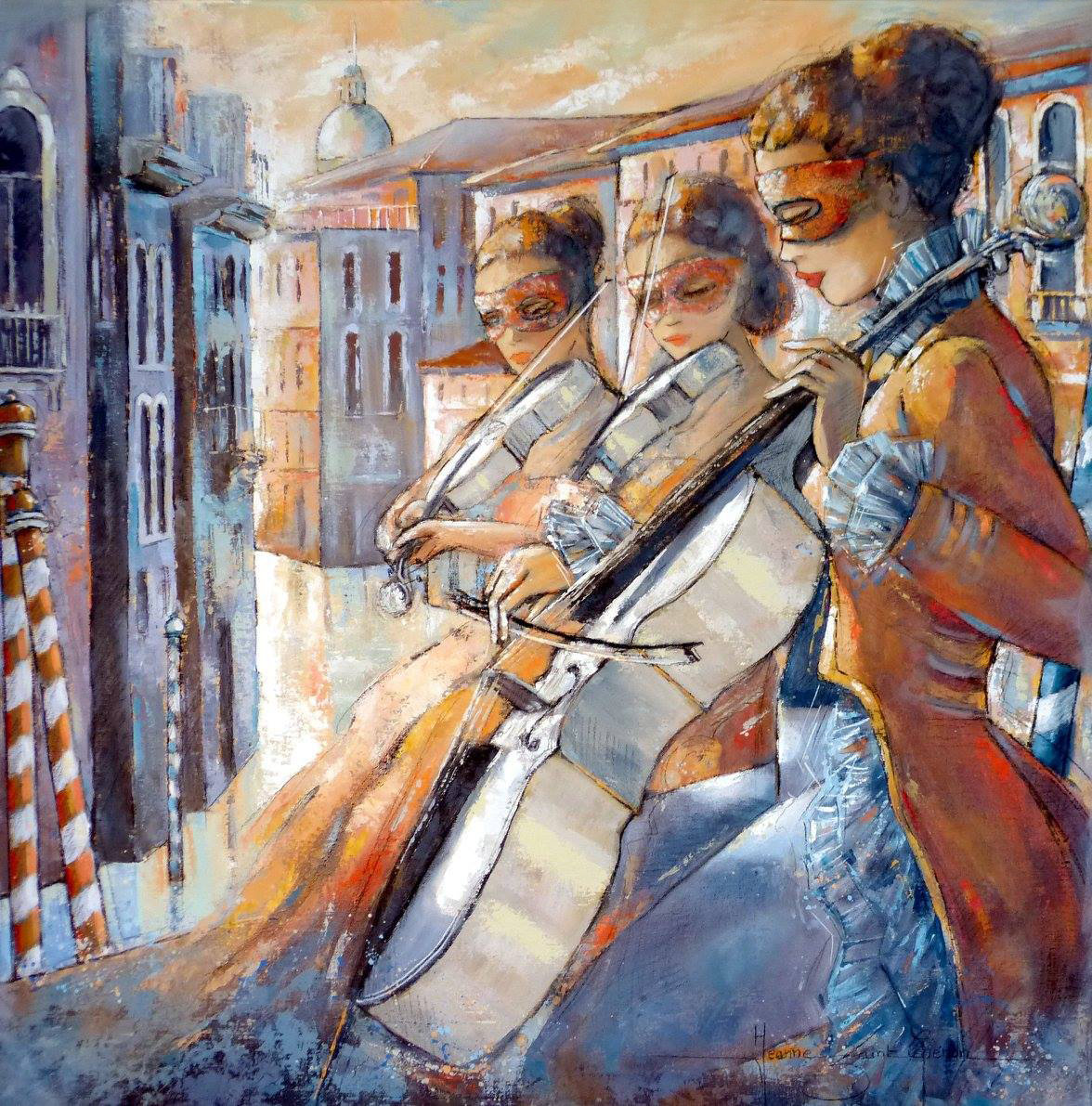 Трио - девушка, венеция, музыка - оригинал