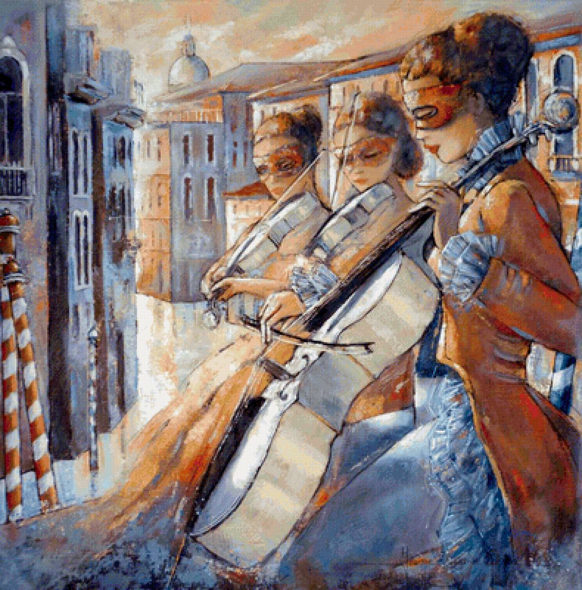 Трио - венеция, девушка, музыка - предпросмотр