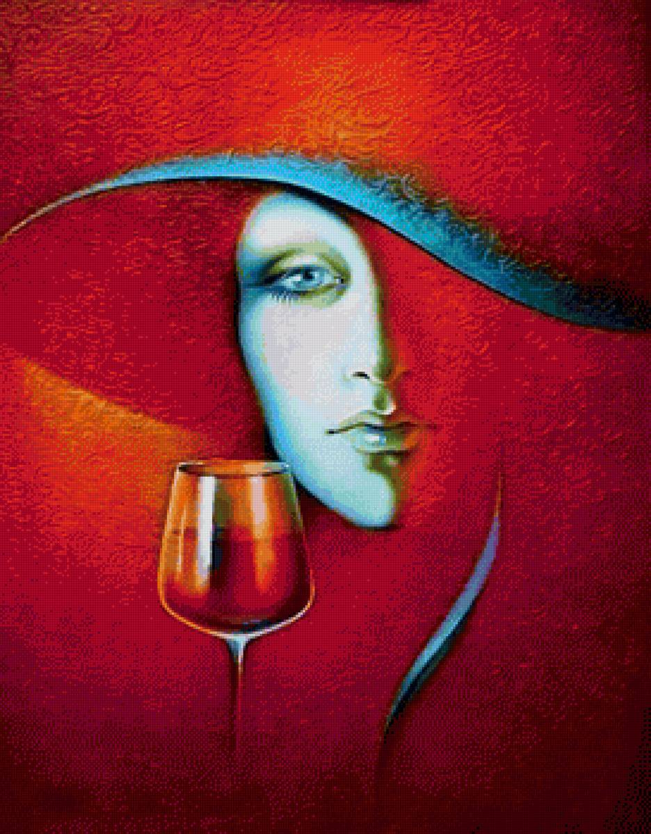 Портрет Дамы с бокалом - женщина, бокал, портрет, девушка, вино - предпросмотр