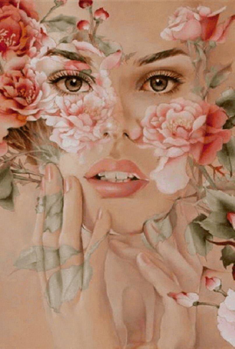 Флора - лицо, цветы, девушка, портрет, женщина - предпросмотр