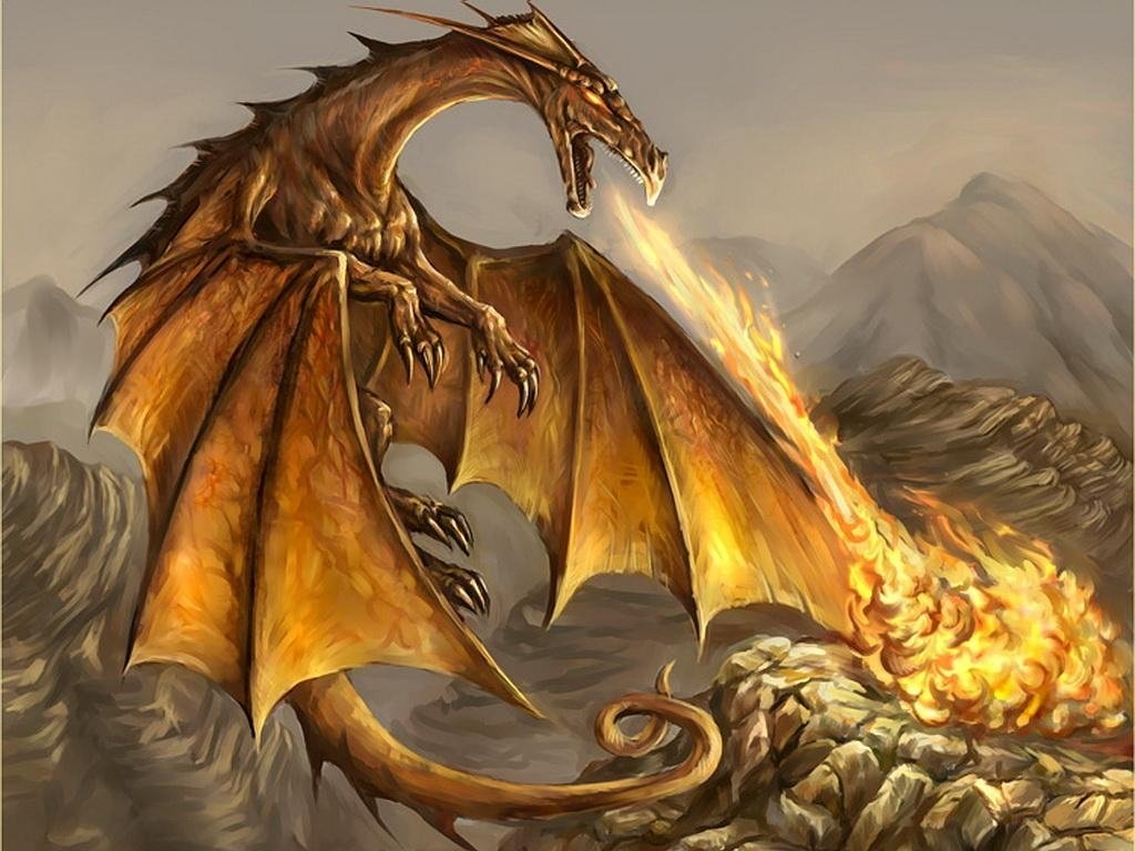 Пламя 1 - сказка, фэнтези, пламя, горы, драконы - оригинал