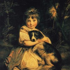 Оригинал схемы вышивки «Джошуа Рейнольдс. Портрет Мисс Боулз с собакой» (№2141894)