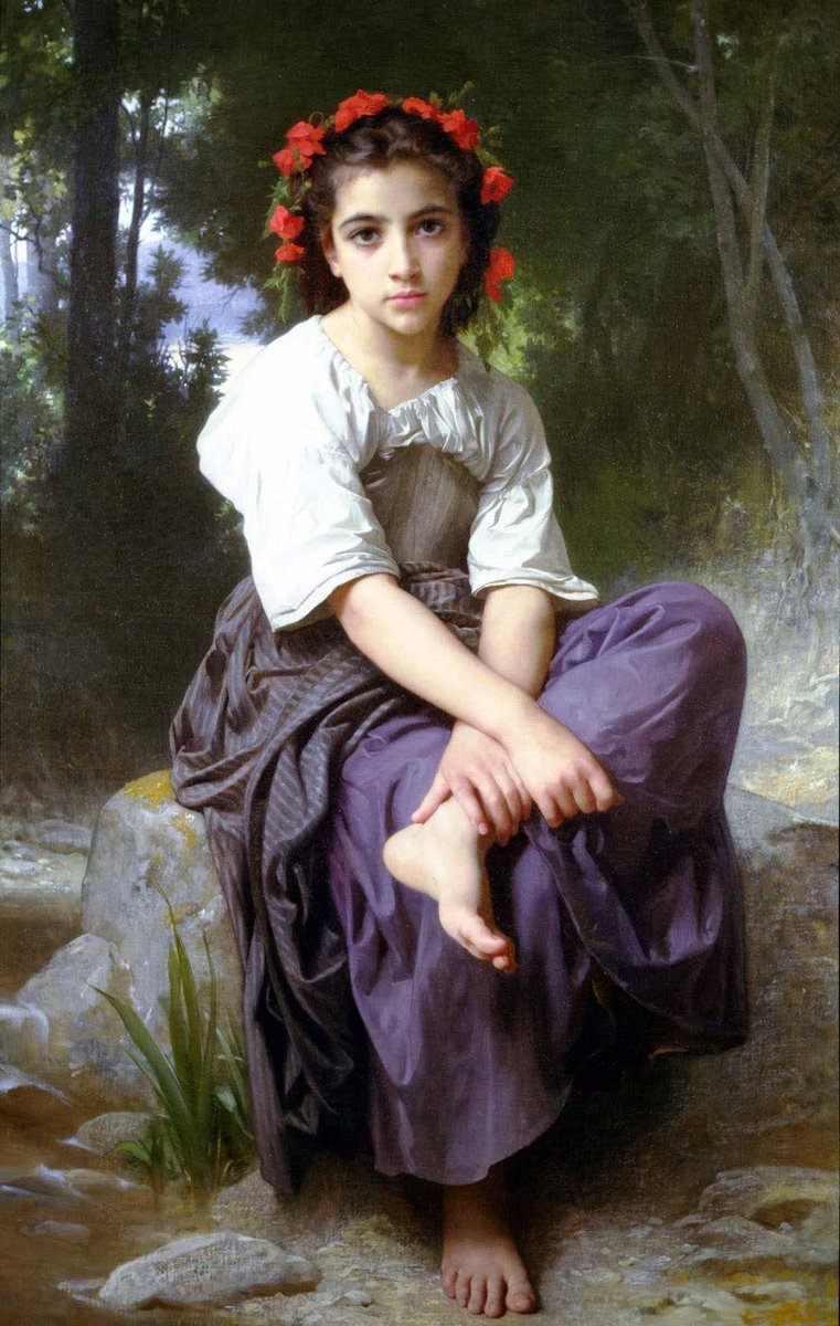 Вильям Адольф Бугро. Девушка в венке - 19 век, портрет, девушка, живопись - оригинал