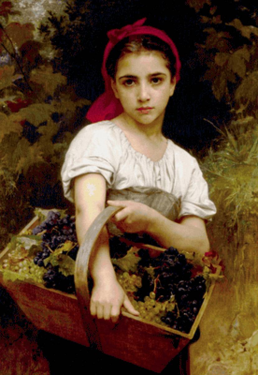 Вильям Адольф Бугро. Сборщица винограда - живопись, 19 век, портрет, девушка - предпросмотр