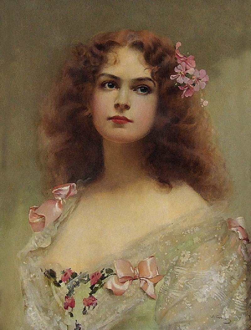 Женский портрет. Витторио Маттео Коркос - девушка, 19 век, портрет, живопись - оригинал