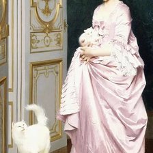 Оригинал схемы вышивки «Джозеф Карауд. Девушка с котёнком» (№2141964)