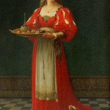 Схема вышивки «Служанка с собачкой. Гюстав Дуайен»