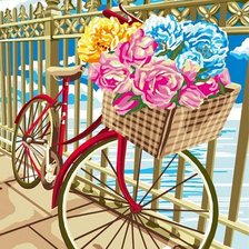 Схема вышивки «велосипед с цветами»