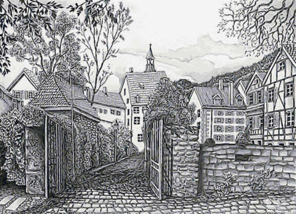 №2142439 - дома, улочка, графика - предпросмотр